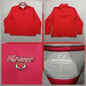 Vineyard Vines 1/4 Zip Pullover Men's L Marist Red Foxes Pima Cotton EUC